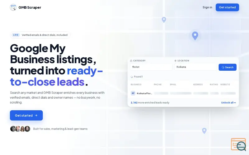 Screenshot of GMB Scraper