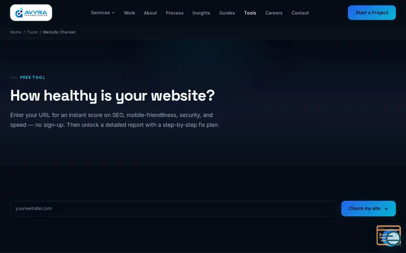 Screenshot of Avyra Website Checker