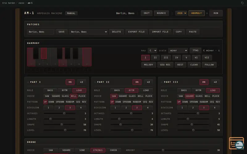 Screenshot of Am-1 Arpeggio Machine