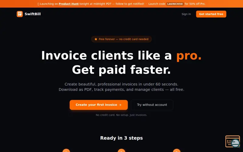 Screenshot of Swiftbill