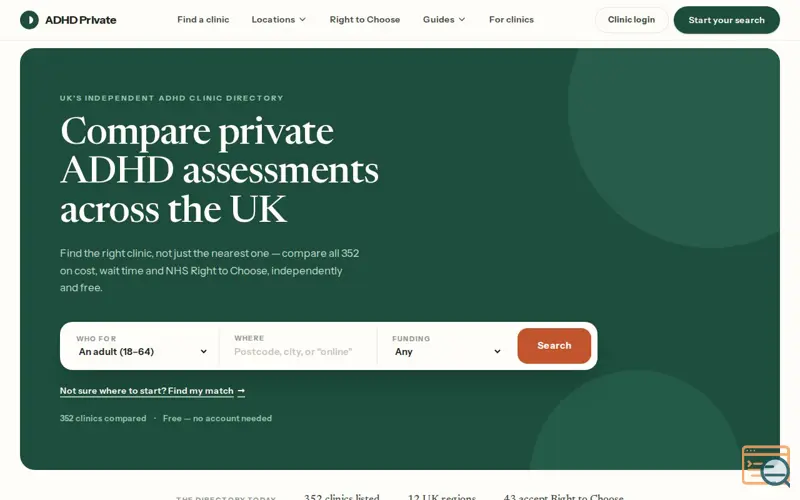 Screenshot of adhdprivate.co.uk