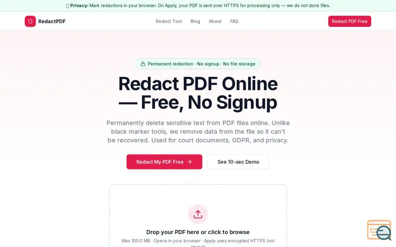 Screenshot of RedactPDF