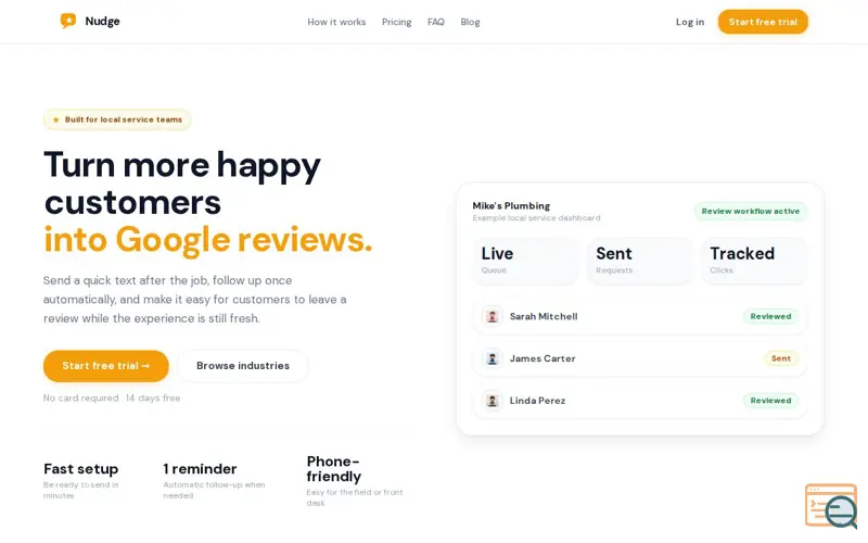 Screenshot of Nudge.reviews