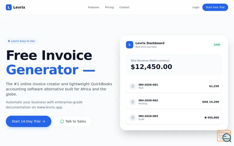 Screenshot of Levrix Invoice
