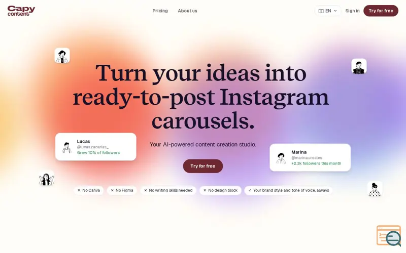 Screenshot of CapyContent