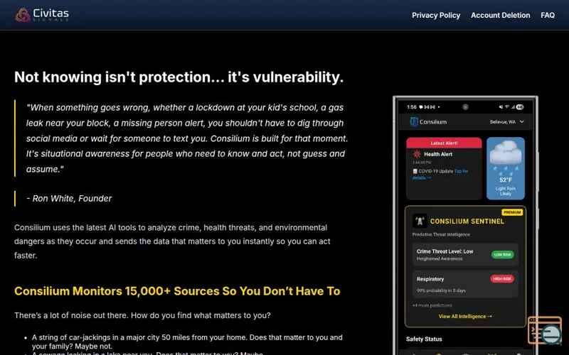Screenshot of Consilium – Civic intelligence