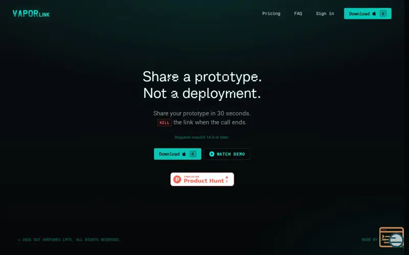 Screenshot of VaporLink