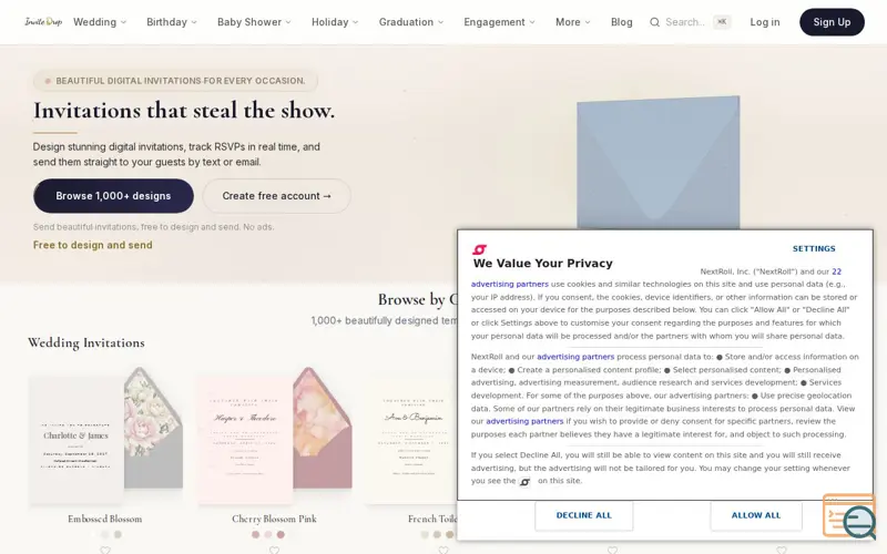 Screenshot of InviteDrop