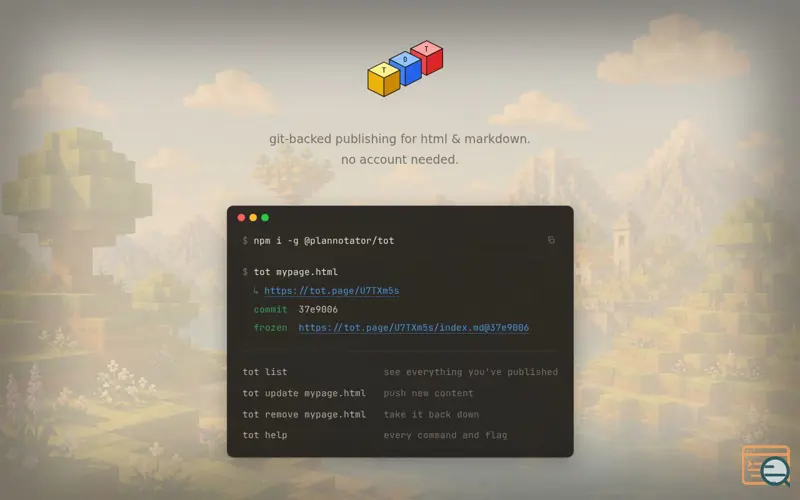 Screenshot of tot.page
