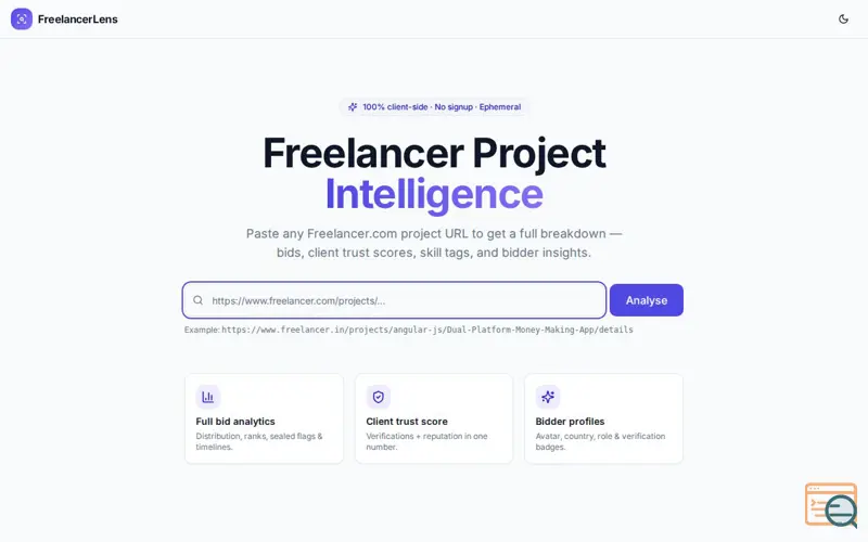 Screenshot of FreelancerLens: Freelancer Analyzer