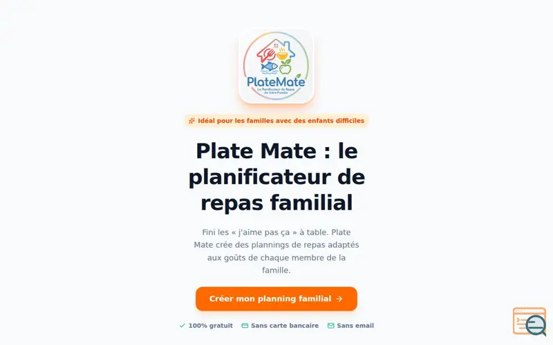 Screenshot of Plate Mate | Planificateur de repas familial adapté aux goûts de chacun