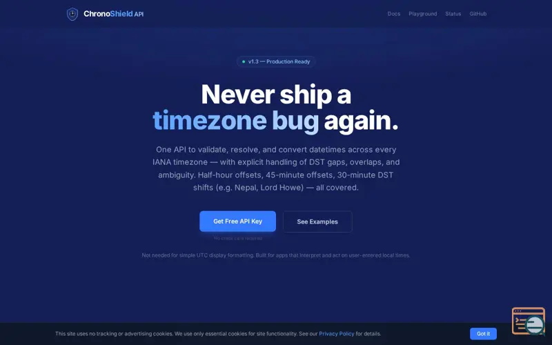 Screenshot of ChronoShield API