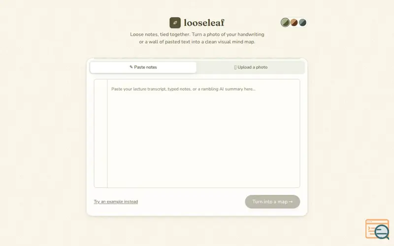 Screenshot of looseleaf