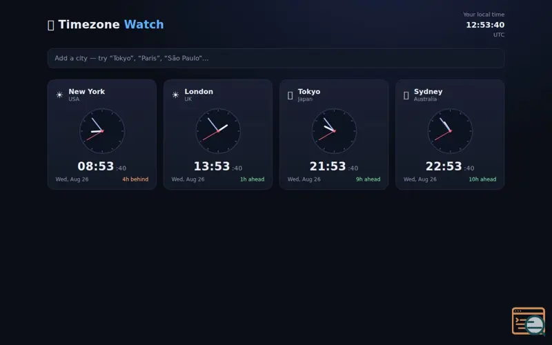 Screenshot of Timezone Watch