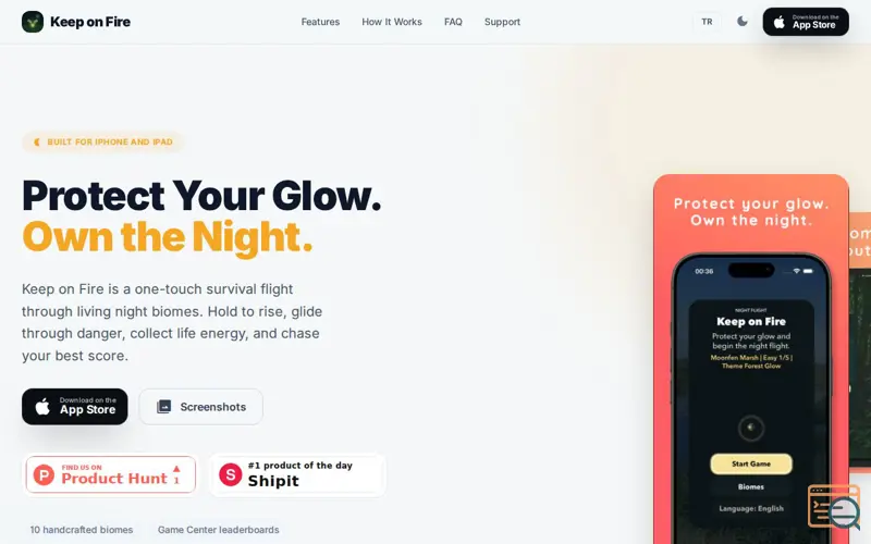 Screenshot of Keep on Fire — Night Flight Survival