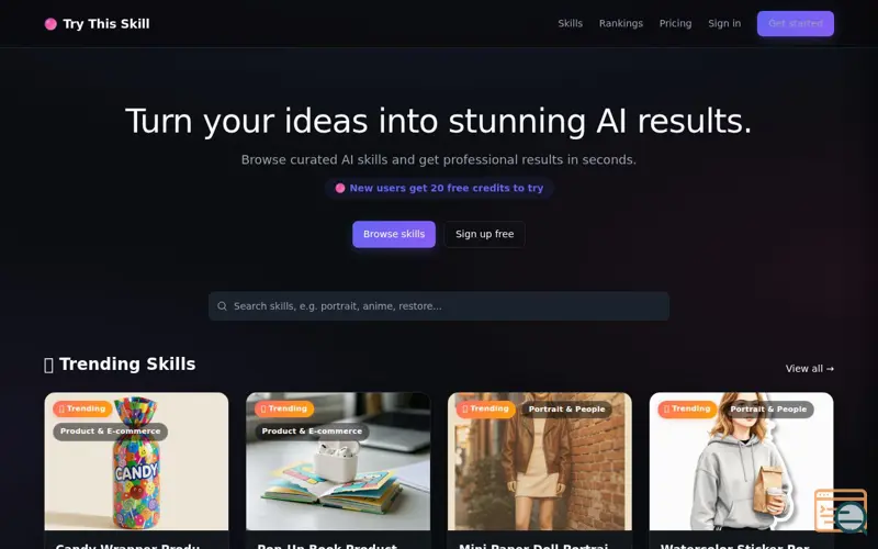 Screenshot of Try This Skill — Turn your ideas into stunning AI results