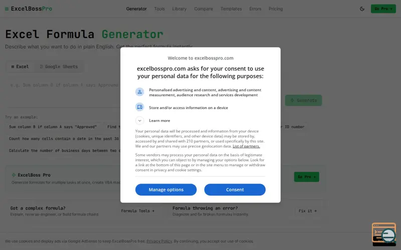 Screenshot of excelbosspro.com 