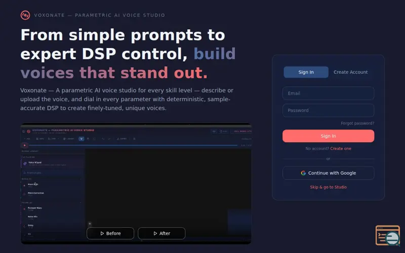 Screenshot of Voxonate — Parametric AI Voice Studio