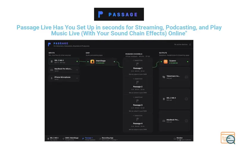 Screenshot of Passage Live! Pro Audio Patch 