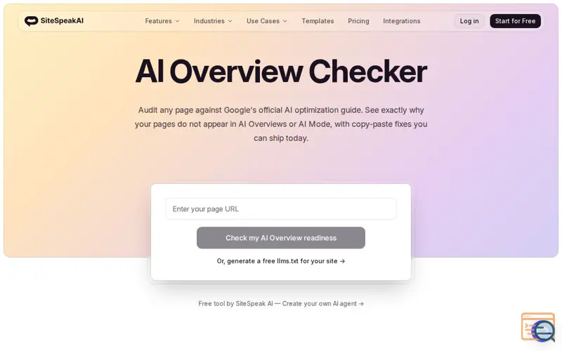 Screenshot of AI Overview Checker, a launch using Senja