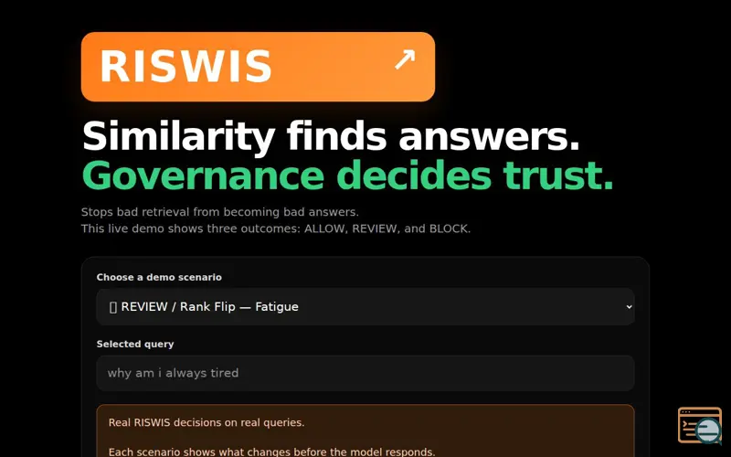 Screenshot of RISWIS Applied
