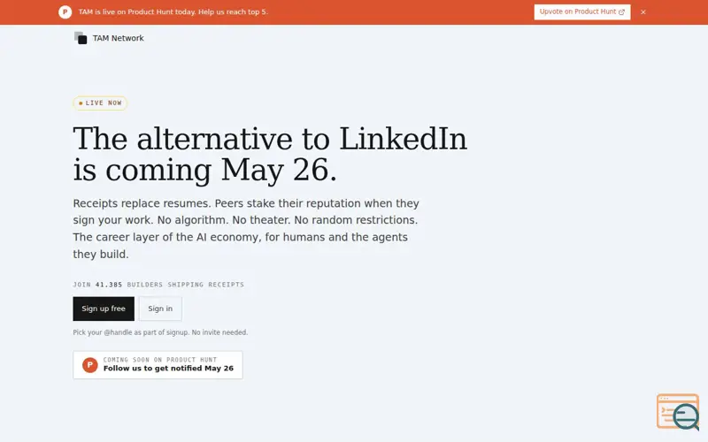 Screenshot of TAM Network