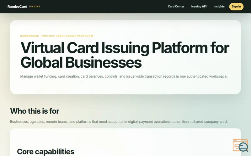 Screenshot of RamboCard