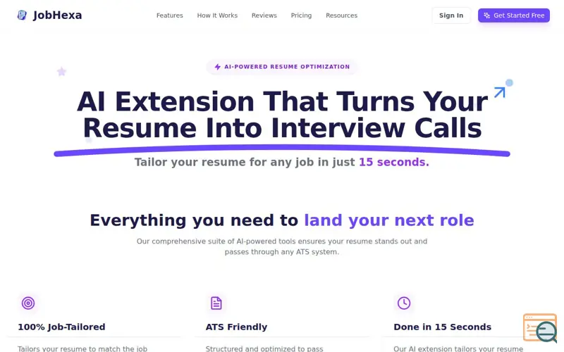 Screenshot of JobHexa