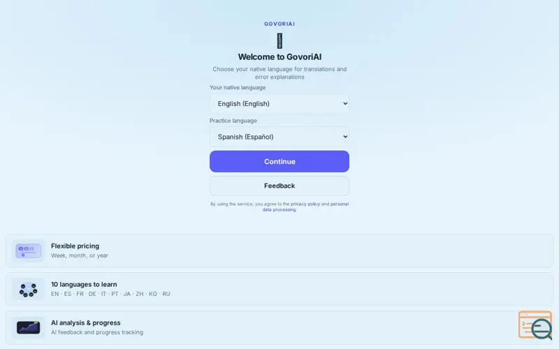 Screenshot of GovoriAI