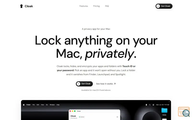 Screenshot of Cloak