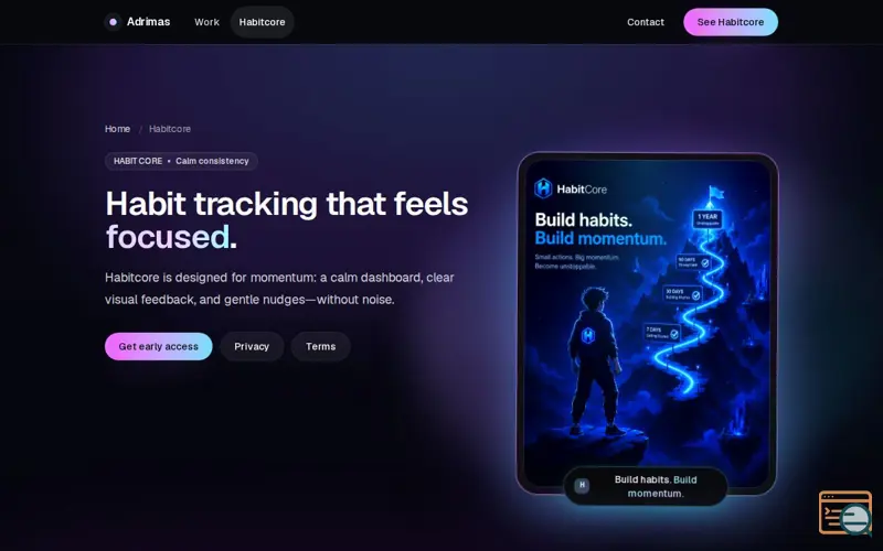 Screenshot of Habitcore · Adrimas
