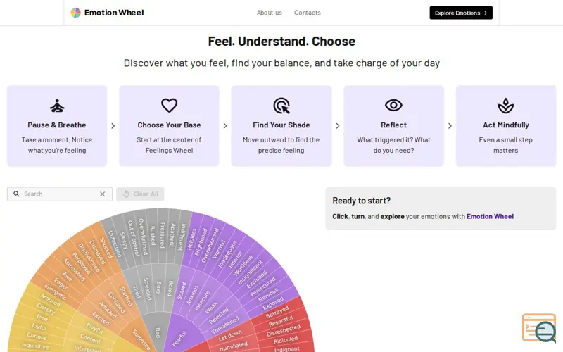 Screenshot of Emotion Wheel