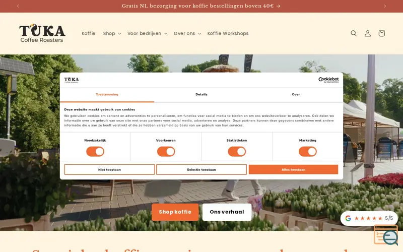 Screenshot of TUKA Coffee Roasters