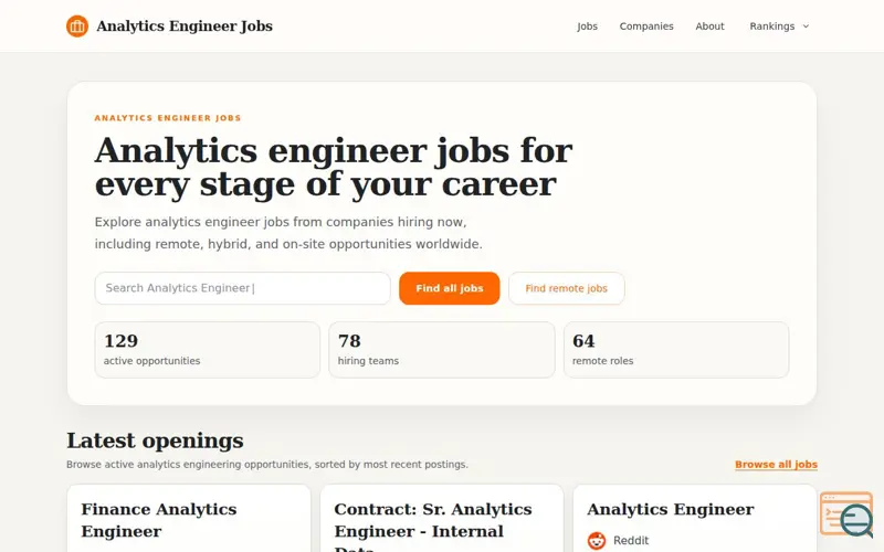 Screenshot of Analytics Engineer Jobs