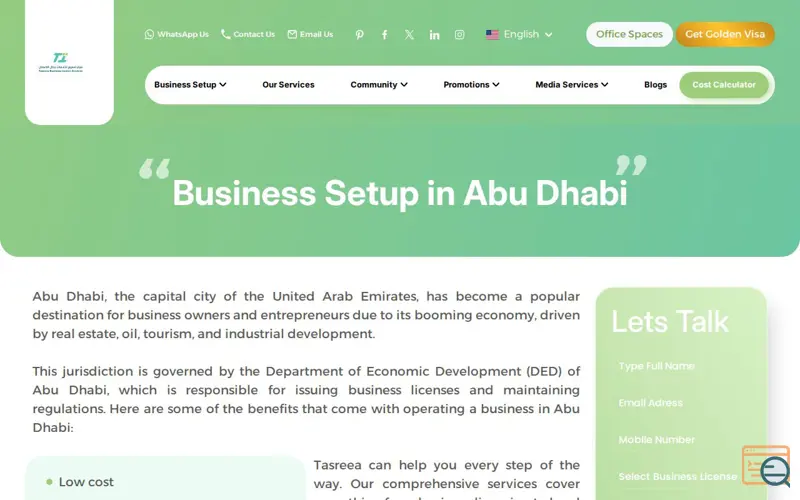 Screenshot of UAE Business Setup Services