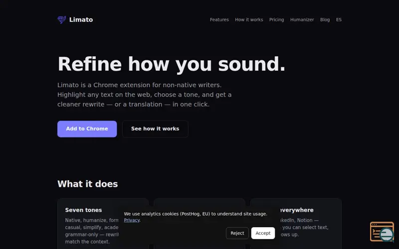 Screenshot of Limato
