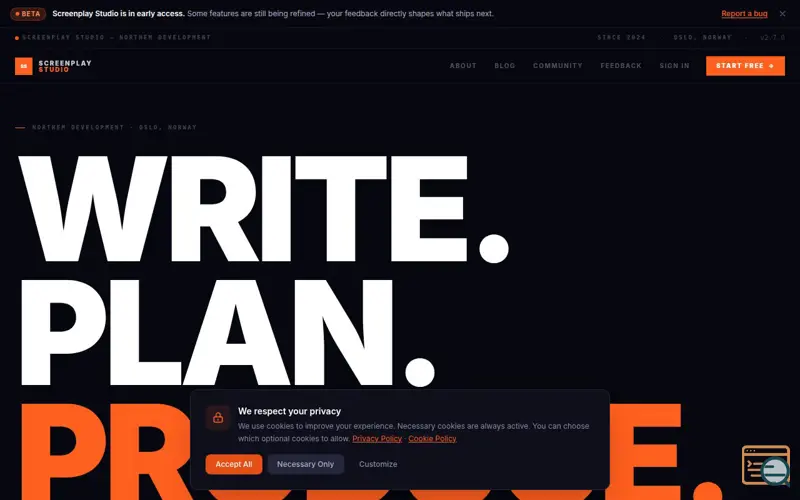 Screenshot of Screenplay Studio
