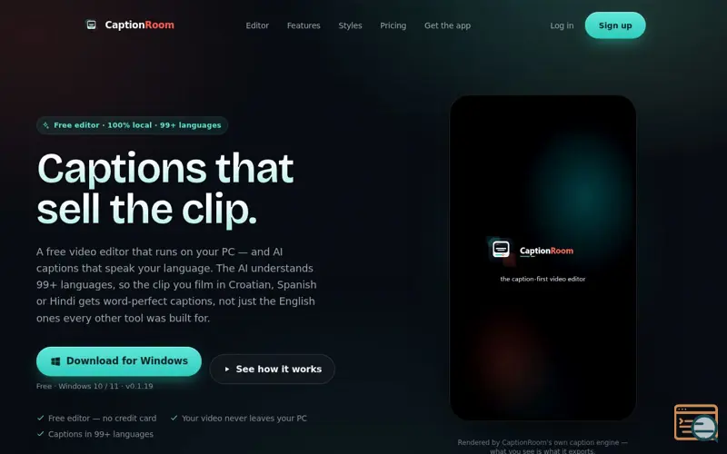 Screenshot of Caption Room