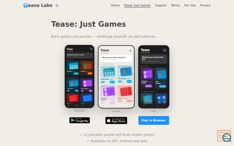 Screenshot of Tease: Just Games