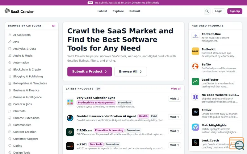 Screenshot of SaaS Crawler