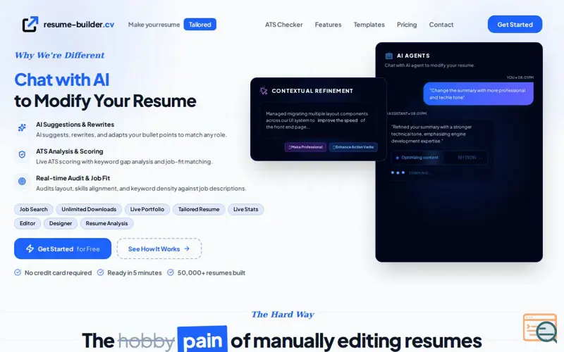 Screenshot of AI Resume Builder | resume-builder.cv