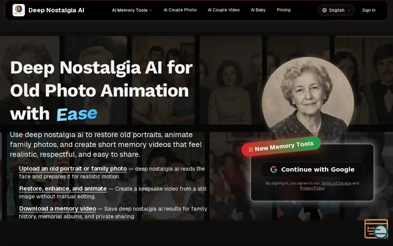 Screenshot of deep nostalgia ai