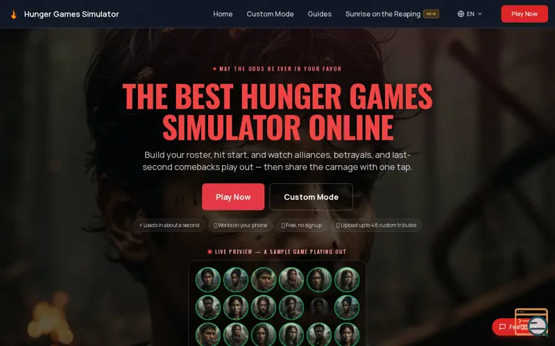 Screenshot of Hunger Games Simulator