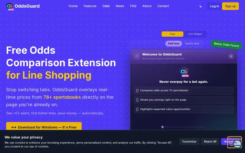 Screenshot of OddsGuard