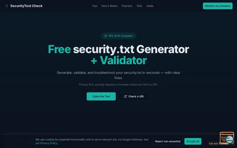 Screenshot of SecurityText Check