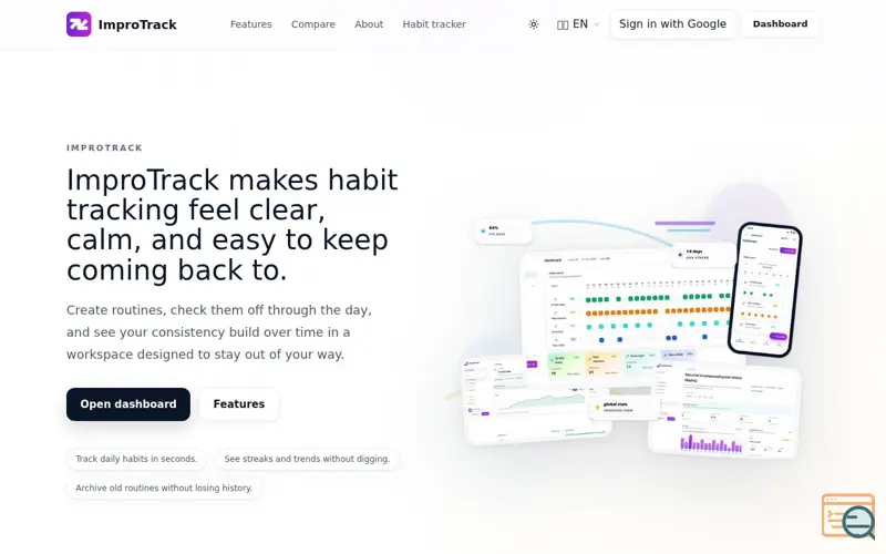 Screenshot of ImproTrack