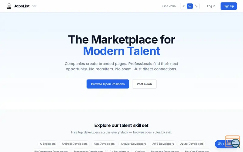 Screenshot of JobsList.dev