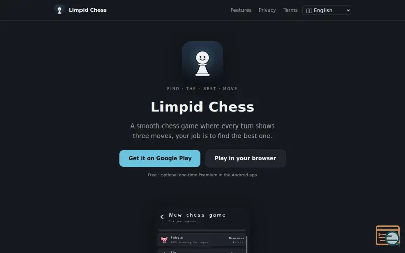 Screenshot of Limpid Chess - a smooth chess game, find the best move every turn