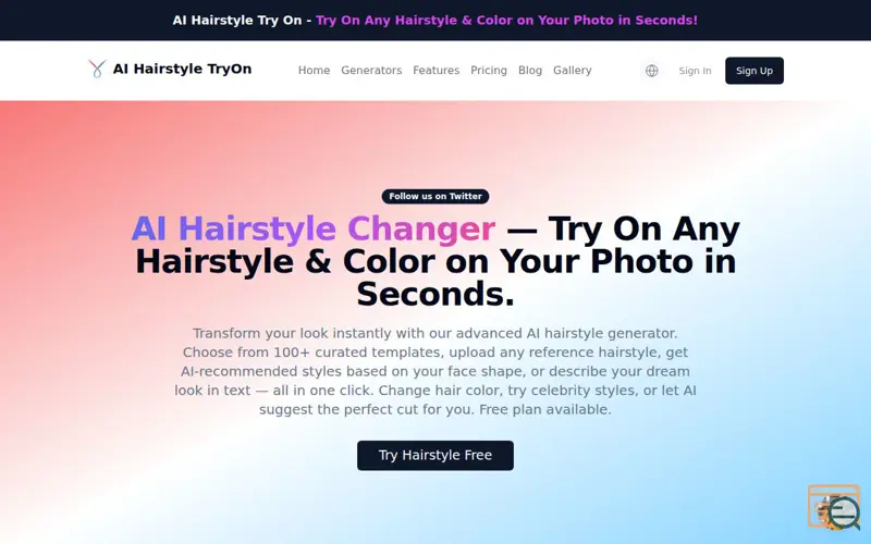 Screenshot of AI Hairstyle Try On