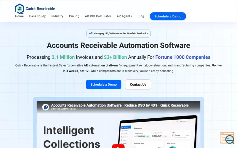 Screenshot of Quick Receivable